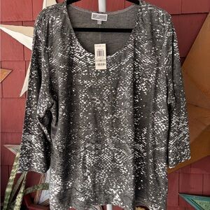 Y2K JM Collection Charcoal Heather Top Womens Size 1X